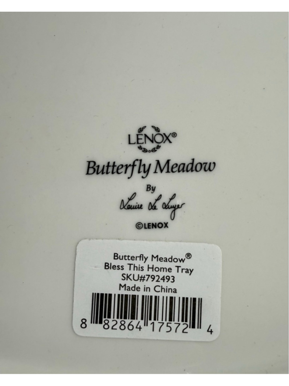 Lenox Butterfly Meadow "Bless This Home" porcelain serving tray 11 1/4 x 7 3/8” - Picture 5 of 7